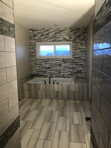 new subway tiles with glass shower doors